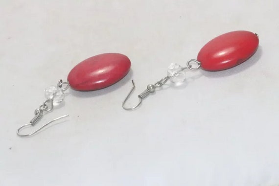 Vintage Synthetic Coral Earrings - image 4