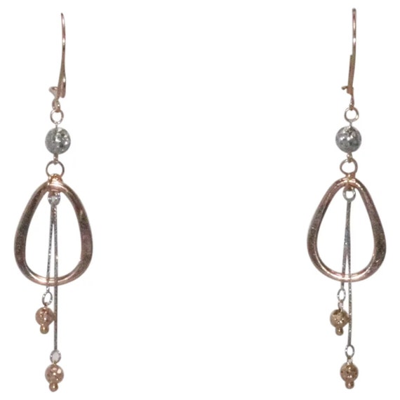 14 KT Two Toned Gold Dangle Earrings - image 1