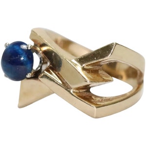 Vintage 14k Gelbgold Lapis Ring