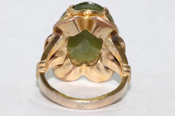 Vintage 10 KT Gold Filled Jade Stone Ring - image 4