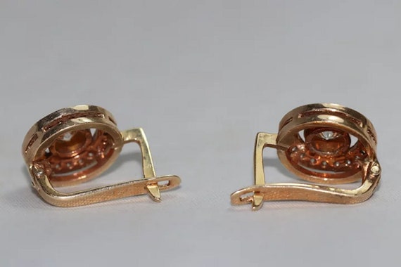 14 KT Yellow Gold Diamond Earrings - image 3