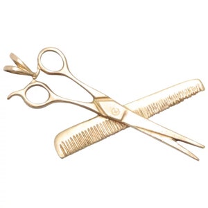 Vintage 14K Yellow Gold Scissors And Comb Charm