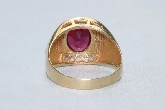 14 KT Yellow Gold Lab Created White And Ruby Ston… - image 4