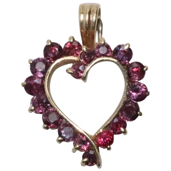 14 KT Yellow Gold .65 CT Ruby Heart Pendant - image 1