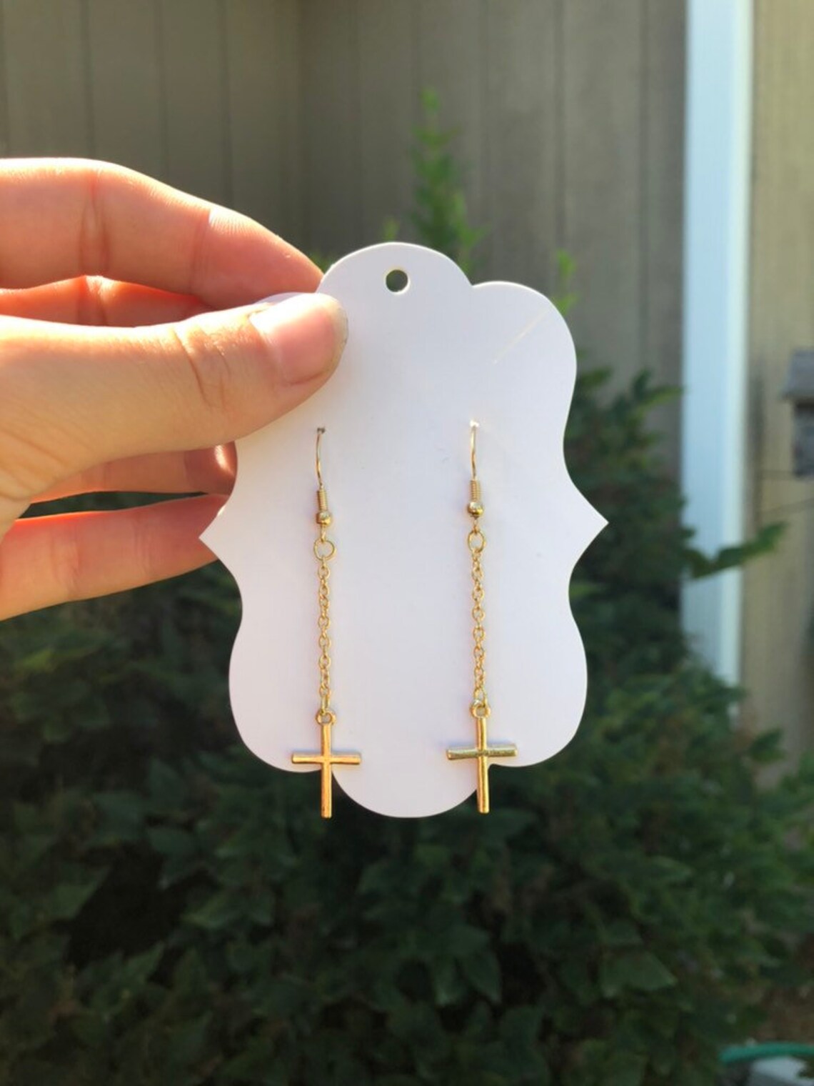 Dangle Chain Cross Earrings Silver or Gold Etsy