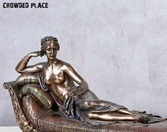 Estatua de Afrodita: Escultura de Venus Reclinada, decoración de diosa griega