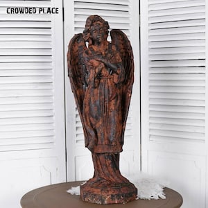 31&quot; Angel garden statue, Garden ornament, Antique garden sculpture of angel, Romantic garden decor, Angel wings concrete figure outdoor