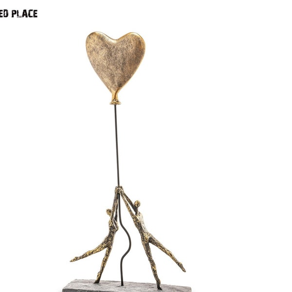 Paarstatue, Exklusive Skulptur für Zuhause, Paar mit herzförmigem Ballon, Liebespaarstatuette, Geschenk für Verliebte, Valentinstag