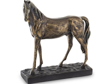 Escultura de caballo con acabado de cobre: decoración vintage para el hogar (28 cm)