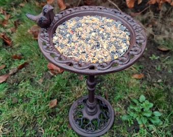 Cast Iron Bird Bath Feeder: Rustic Garden Patio Decor