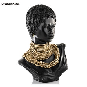 African Woman Sculpture Bust, Woman Statue, Decorative Sculpture, African American Lady Bust Head, Tabletop Bust Decor, Living Room Decor