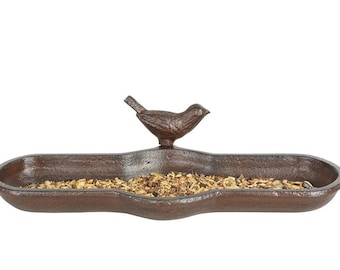 Cast Iron Bird Feeder: Rustic Wall Garden Decor, Vintage Style