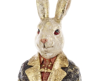 Busto de coelho de Alice no País das Maravilhas: estatueta de resina estilo vintage