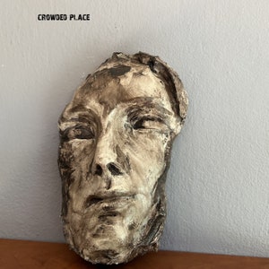 Plaster mask for the wall, Face wall art, Face mask wall decoration, Statue home decor, Original wall sculpture, Hanging handmade decor