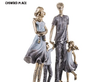 Decorative figurine of family, Home decor, Gift for family, Christmas gift, Parents with children statuette for living room or bedroom