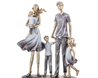 Decorative figurine of family, Home decor, Gift for family, Christmas gift, Parents with children statuette for living room or bedroom