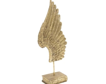 Gold Angel Wing 15&quot;x7&quot; inch, Angel art, Home decor, Wing sculpture, Luxury Sculpture, Interior decoration, Angel sculpture, Wing on stand
