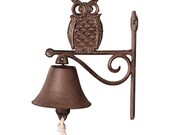 Hanging door bell with Owl, Style cast iron, Wall bell, Wrought iron, Door decor, Handmade door bell, Cast iron bell, Antique door knocker