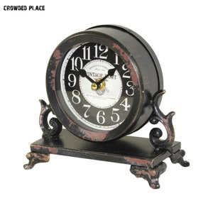 Metal Table Clock, Vintage Black Desk Clock, Vintage Clock for Home, Retro Style Metal Table Clock, Minimal Clock, Office and Home Decor