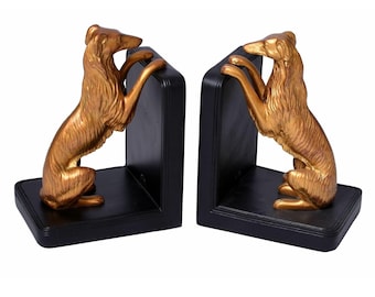 Gold Dog Bookends: Ceramic-Alabaster Home Decor