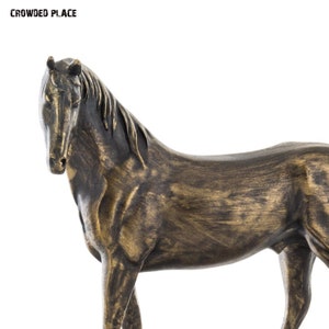 11&quot; Horse sculpture on base, Horse figurine for home decor, Horse statue gift idea, Vintage horse decoration, Copper animal figurine gift