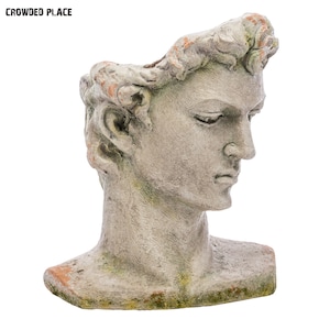 13&quot; Man Ancient Head Planter Decoration, Balcony Statue, Garden Resin Decor, Face Pot, Man Planter Ornament, Head Home Decor, Flower Planter