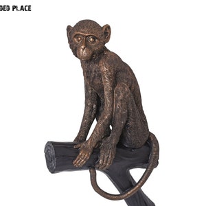 Monkey on a branch Statue 22&quot;, Animal wall decor, Monkey sculpture gift, Resin monkey ornament, Office decor, Monkey Home Decor