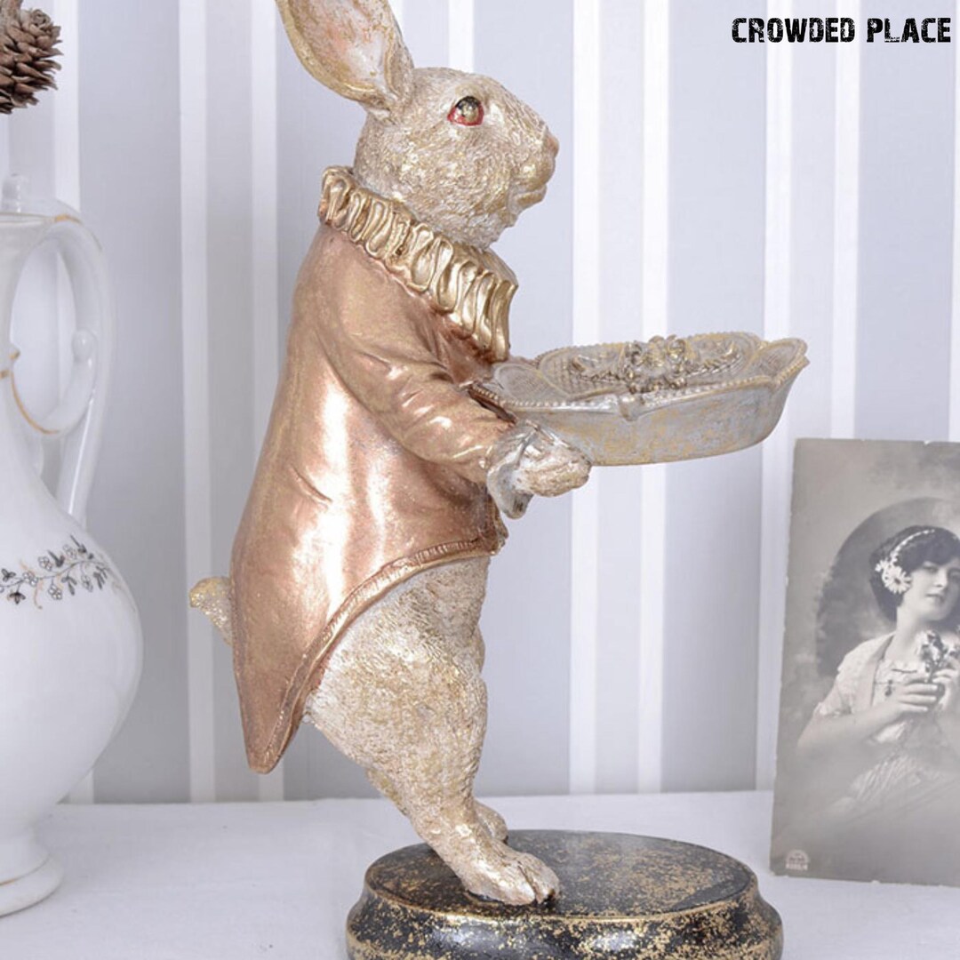 Victorian Rabbit Butler Statue: Whimsical Home Decor Tray - Etsy