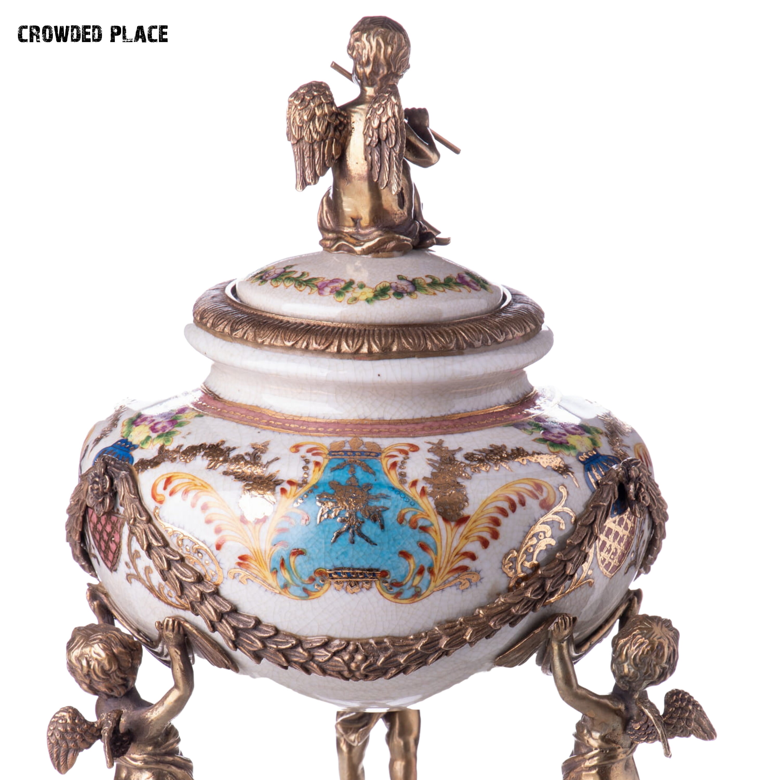 Vintage Porcelain Vase With Bronze Angels: Cupid Amor Home Decor - Etsy