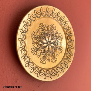 Decorative Plate Bohemian Decor, Hand Carved Mandala Plate, Hand Painted, Decor Ornate Wood