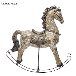 Rocking Horse Decor, Childhood Horse Sculpture, Kids Toys, Table Top Decor, Horse Gifts Art, Rocking Horse Sculpture, Vintage Sttyle Horse