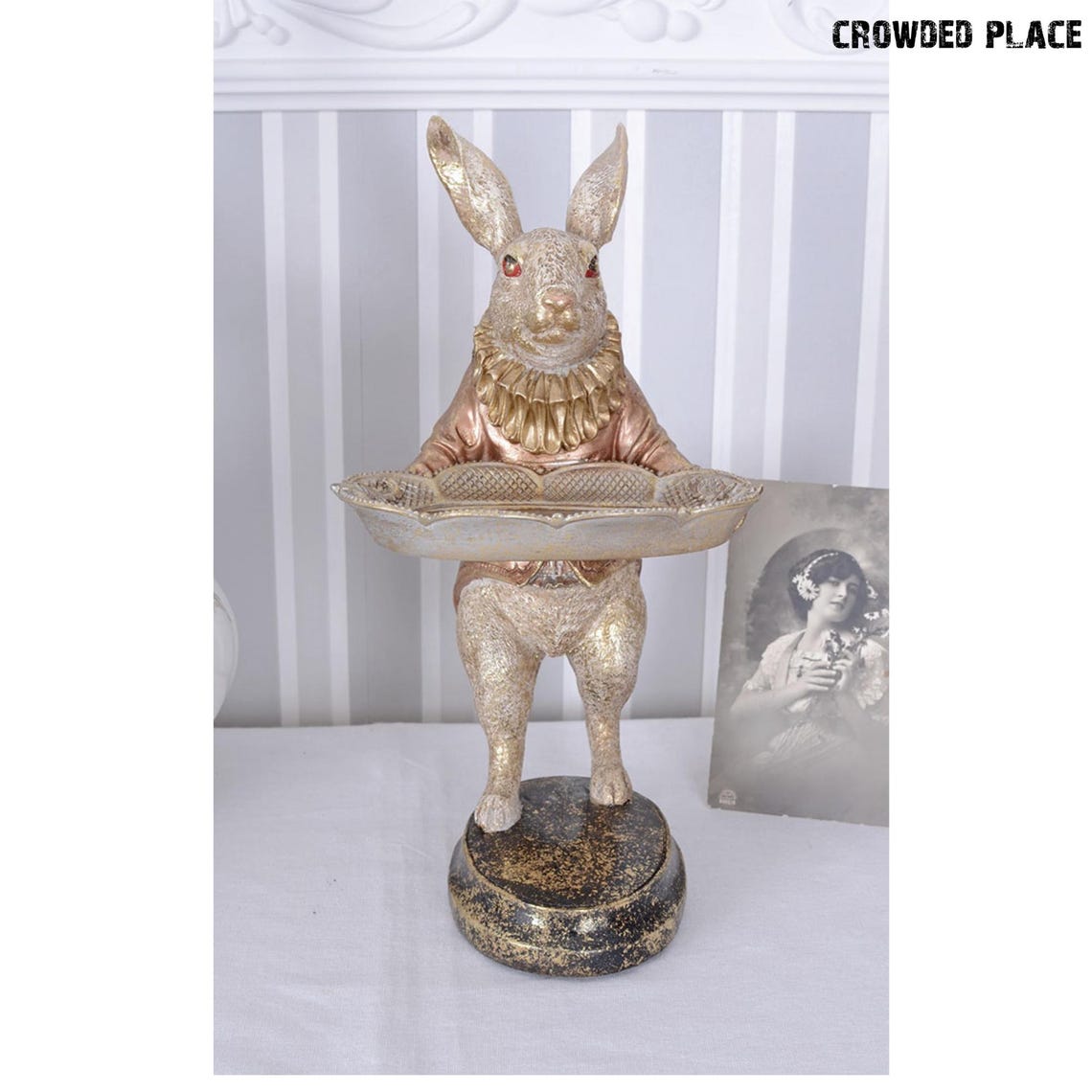 Victorian Rabbit Butler Statue: Whimsical Home Decor Tray - Etsy