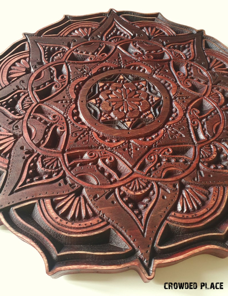 Wood carving wall decor bedroom 3d wall art Gift for husband Handmade relief home decor wall art Mandala wall art Boho art 3d relief