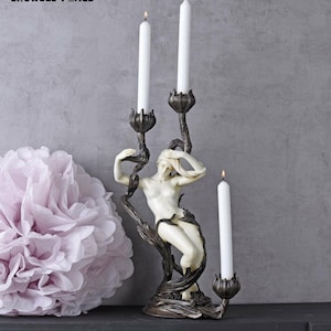 Art Nouveau Style Candleholder, Vinatge Style Woman Figure, Unique Classical Candelabra, Candle Holder Decor, Candlestick Woman Statue