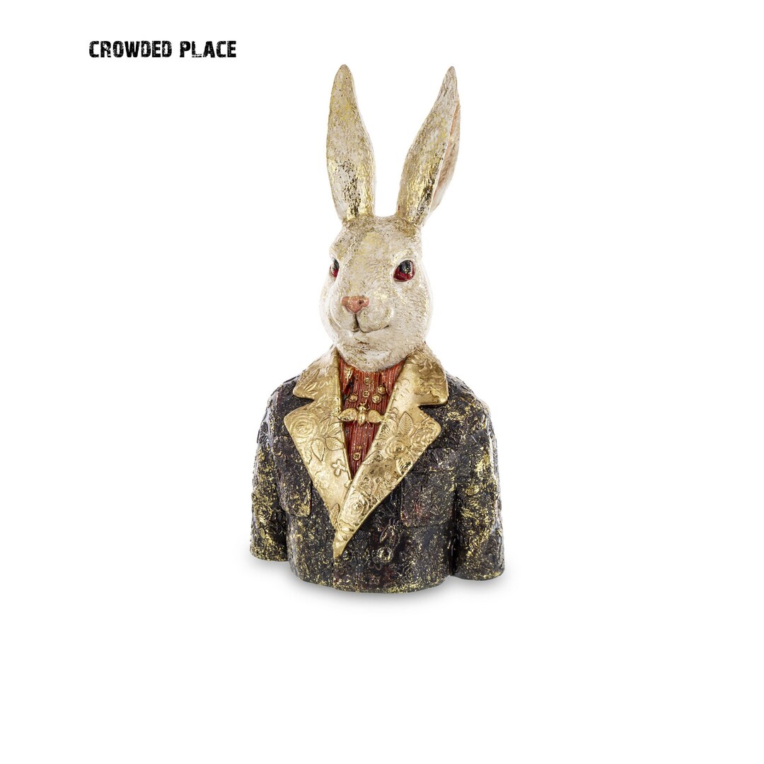 Rabbit Bust Figurine, Alice in Wonderland, Rabbit Ornament, Rabbit Decor, Rabbit, Easter Rabbit