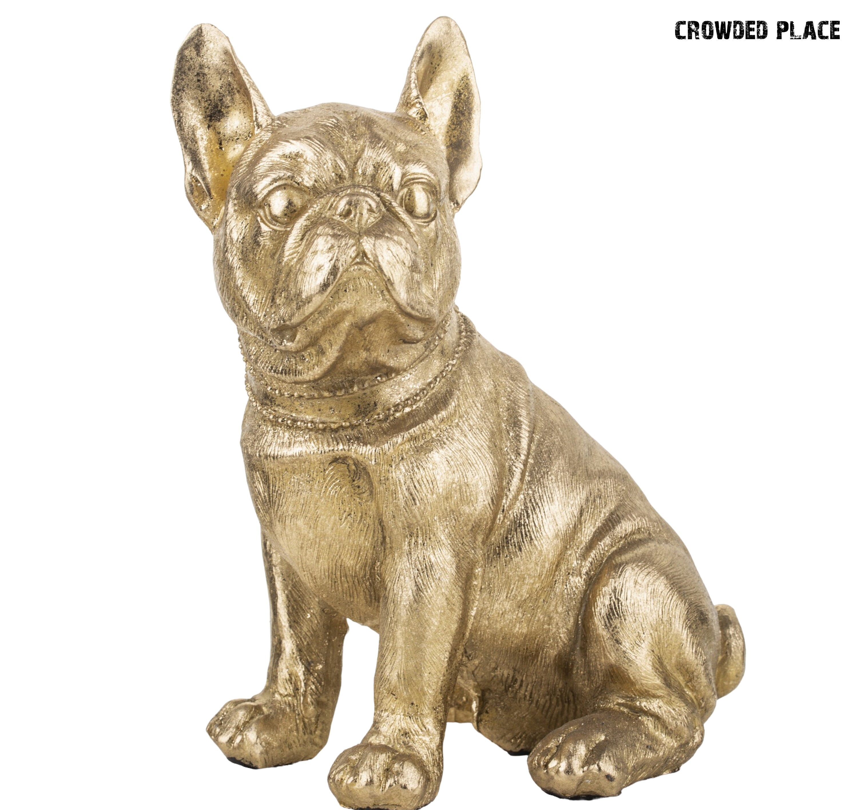 Gold Sitting Bulldog Figurine, Housewarming Gift for Animal