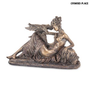 Romantic Leda and the Swan Statue, Bronze Finish Figurine, Classical Mythology Art, Elegant Home Decor Sculpture