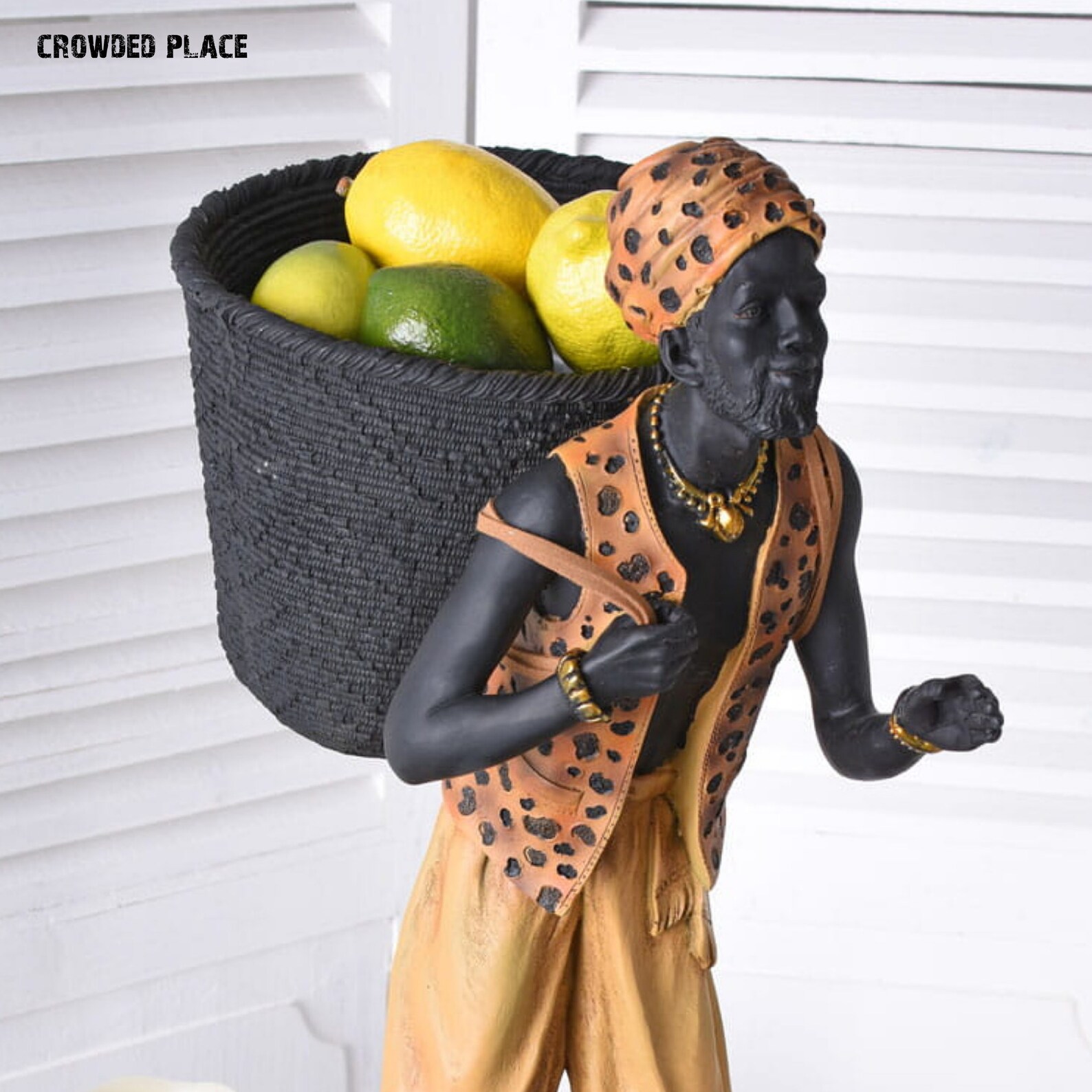Black Man With Fruit Basket Colonial Statue Black Man Etsy
