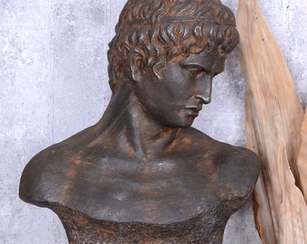 Bust statue of young man, Greek statue, Garden statue decor, Bust head greek roman, Bust figure home decor, Face sculpture, Male bust torso