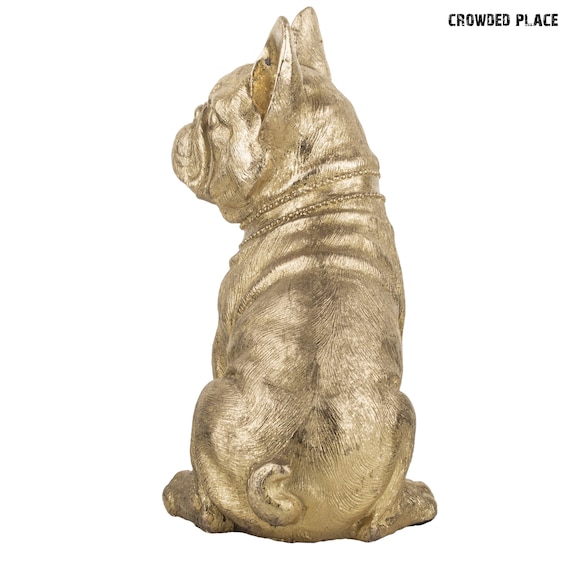 ゴールドのブルドッグの置物、動物愛好家への新築祝いの贈り物