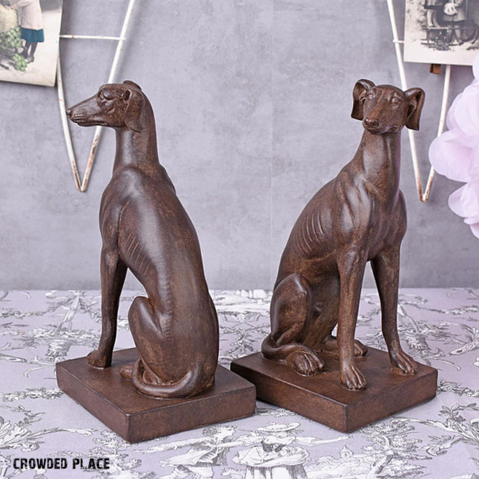 A Pair of Greyhound Bookends Vintage Bog Bookends in Art Deco Etsy