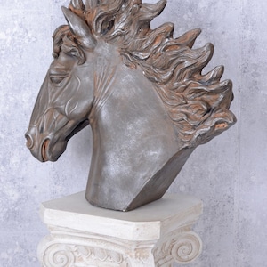 Horse Head Greek Statue Sculpture, Horse Head Figurine, Gray Horse Sculpture Decor in Antique Style, Home and Office Decor, Horse Trophy