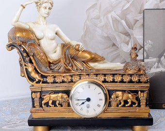 Mantel clock with figure of Venus in the Empire style, Vintage clock, Retro clock, Home decor, Desk ornament, Venus sculpture, Venus figure