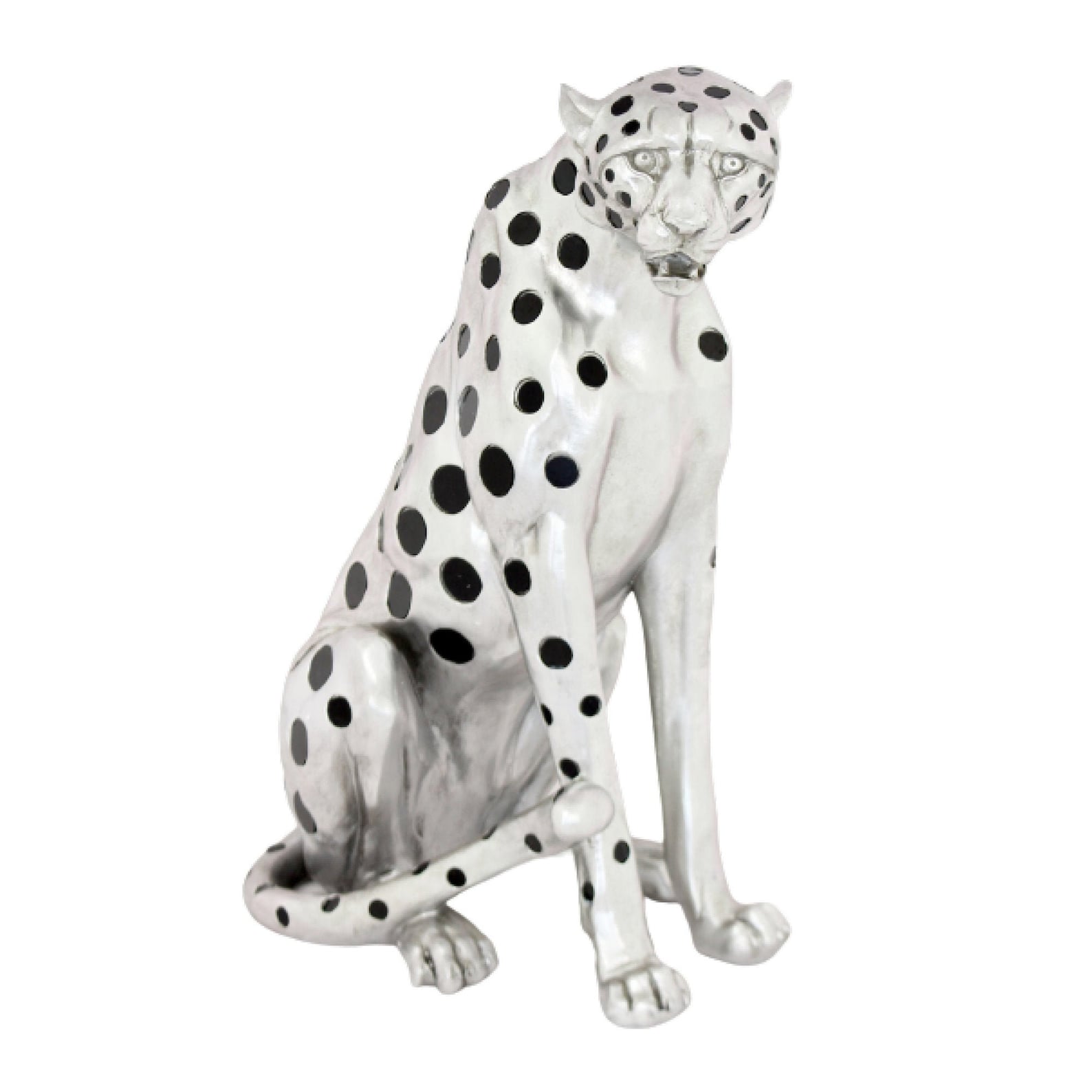 Silver Cheetah Statue 25x16 Resin Cheetah Etsy