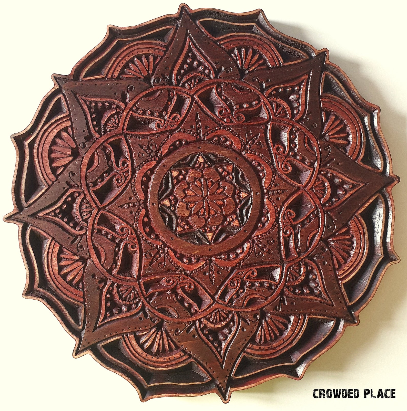 Mandala wall art Wood carving Handmade relief wall decor Etsy