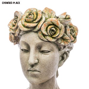 Large Woman Head Flower Pot 21", Face Planter Garden Decor, Concrete Woman Sculpture. Garden Lady Head, Outdoor Decor, Head Planter Pot