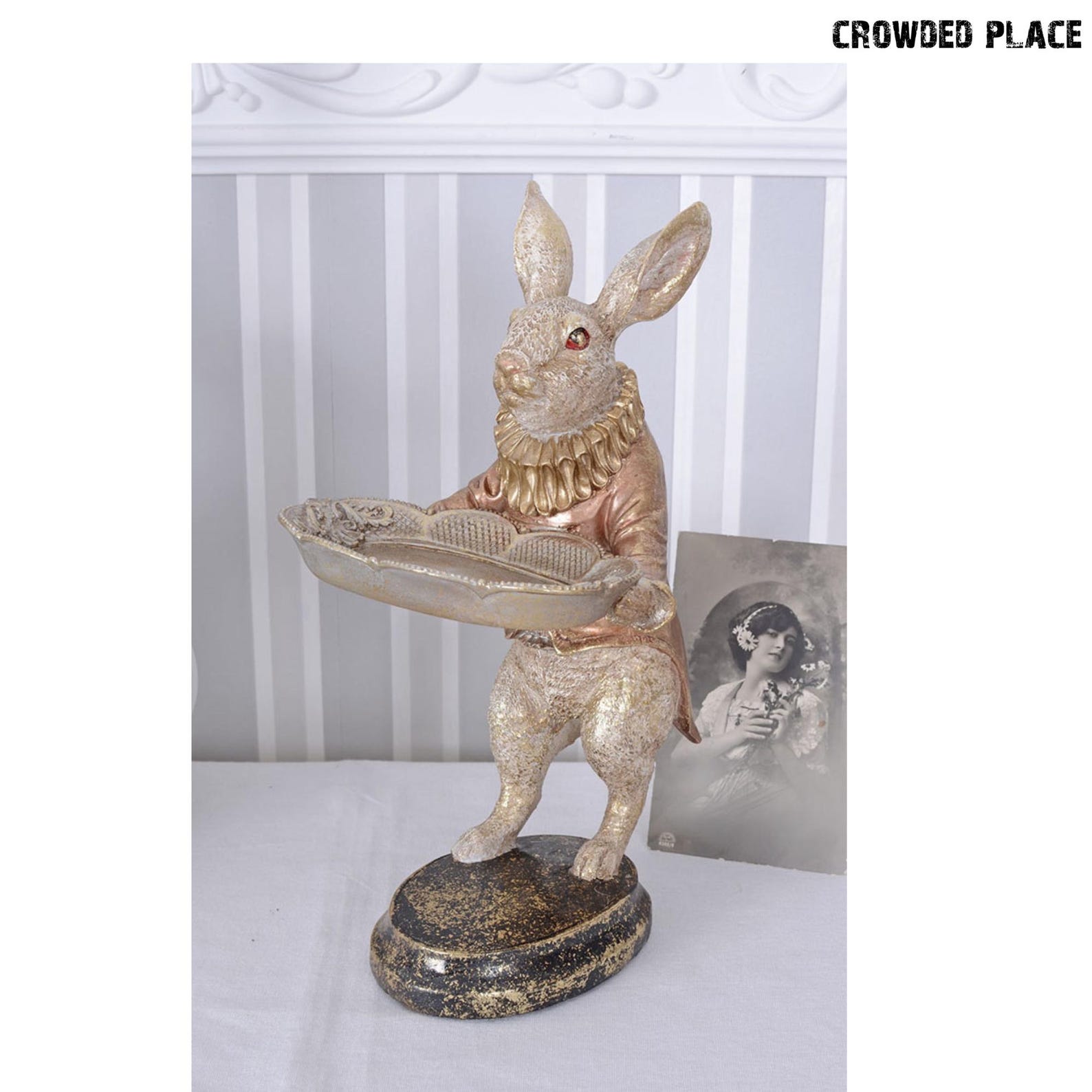 Victorian Rabbit Butler Statue: Whimsical Home Decor Tray - Etsy