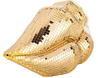 Gouden mozaïek lippen kunst woondecoratie sculptuur glamour statement piece