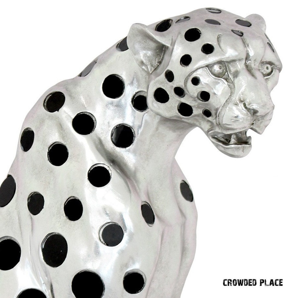 Silver Cheetah Statue 25x16 Resin Cheetah Etsy