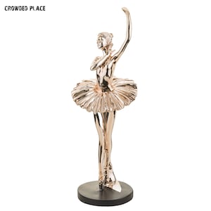 Gold Ballerina Figurine Home Decor 12&quot;, Ballet Girl Statue Decoration, Gift for Lady, Gift for Dancing Lover, Dancer Figurine Table Decor
